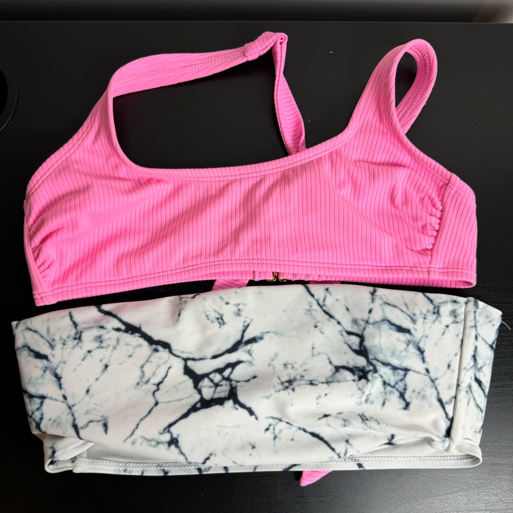 Pink Bikini top & Marble Bikini Top Size Medium